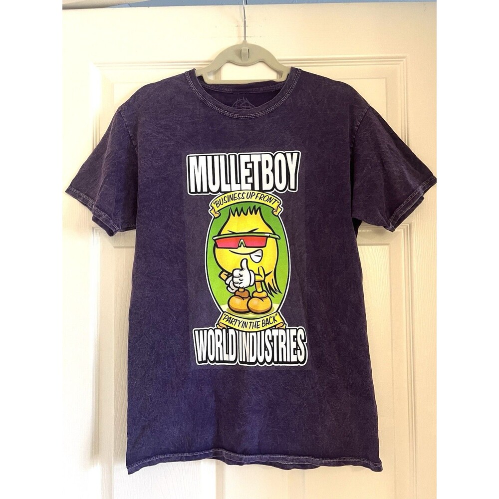 VTG World Industries Mulletboy Skate T-Shirt Purple Acid Wash M ( Fits S) 90’s